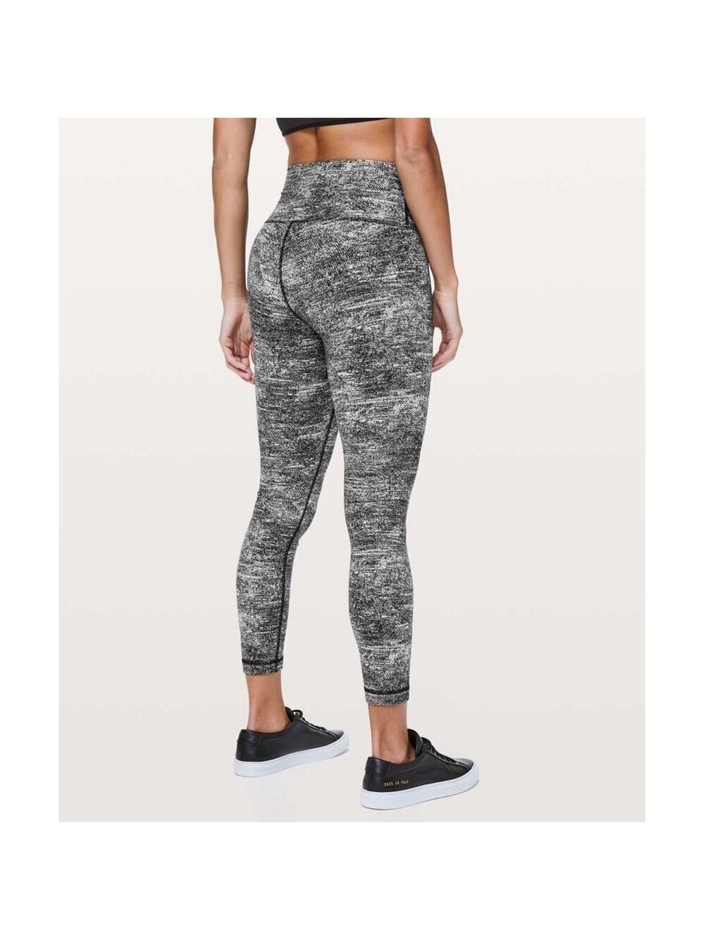 Lululemon Wunder Under Hi-Rise 7/8 Tight Rush Jacquard Black White Size 8